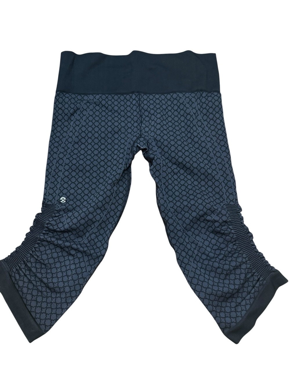 lululemon athletica Black Geometric Cropped Leggings with Ruched Side Detail